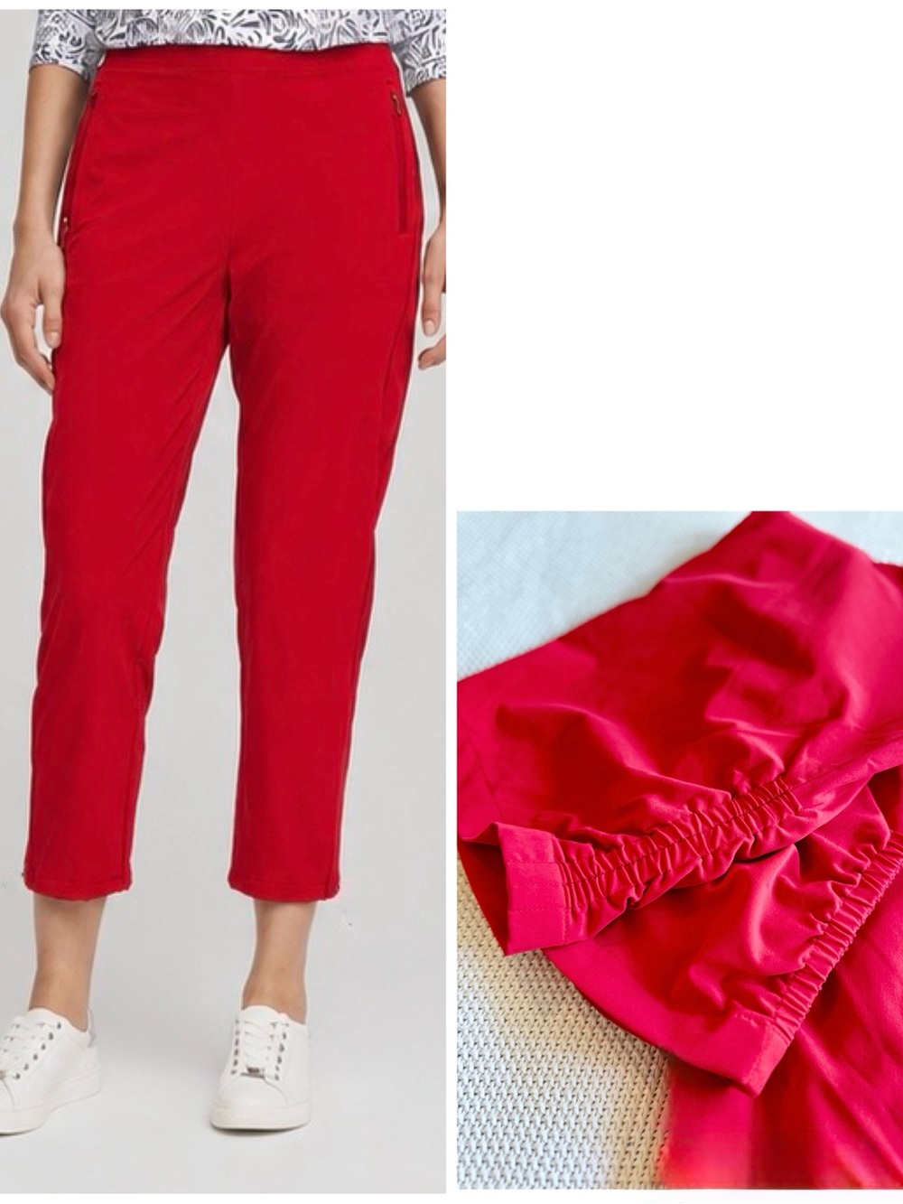 CHICO’S Zenergy UPF Bright Red Cropped Stretch Pants w Cinched Ankle